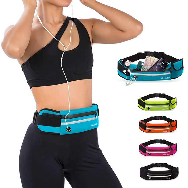 Jueachy Running Belts for Women Waterproof Fanny Pack Running Waist Pouch Phone holder Adjustable Sports Money Belt with Headphone Port - Image 1